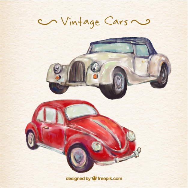 626x626 Elegant Vintage Watercolor Cars Vector Free Download
