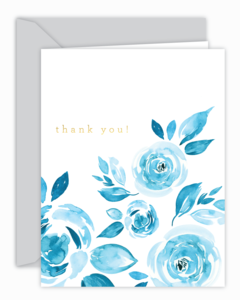 240x300 Thank You! Blue Watercolor Floral Card Cricket Printing