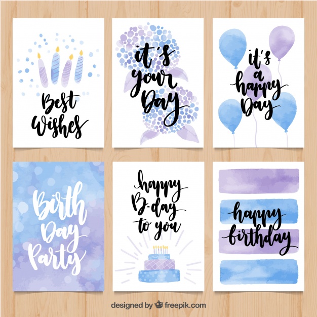 626x626 Watercolor Birthday Card Pack Vector Free Download