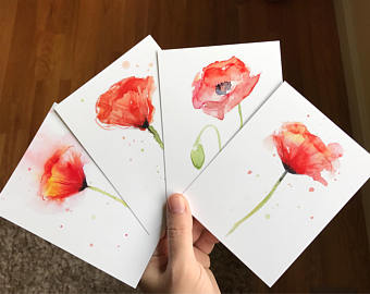 340x270 Watercolor Card Etsy
