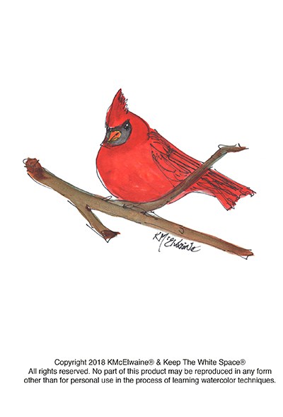 400x589 Red Cardinal Watercolor Pattern Kathleen Mcelwaine Art