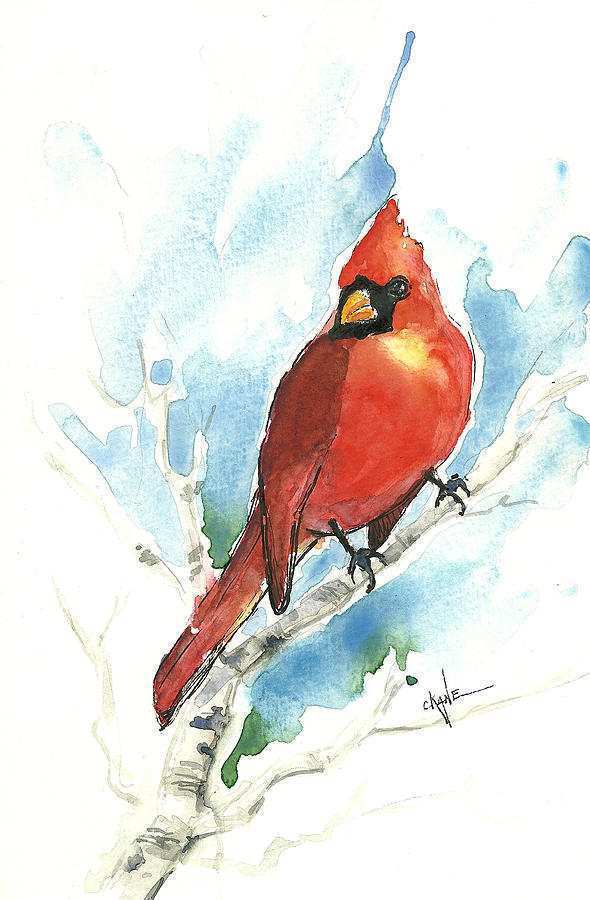 590x900 Cardinal Painting Awesome Male Cardinal Painting By Christine Camp