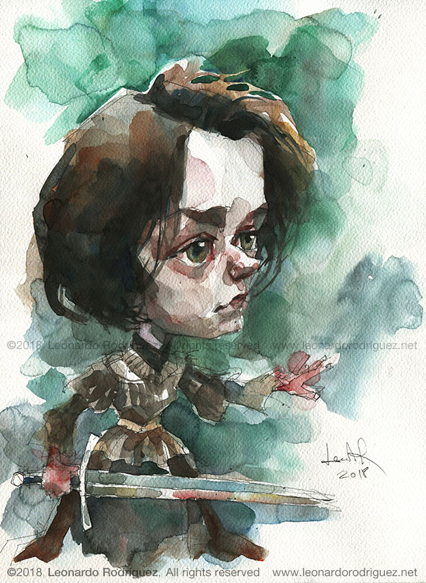 622x850 Watercolor Caricature, Maisie Williams