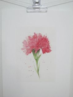 236x314 Fine Art Watercolor Painting, Flower Art, Red Carnation Watercolor