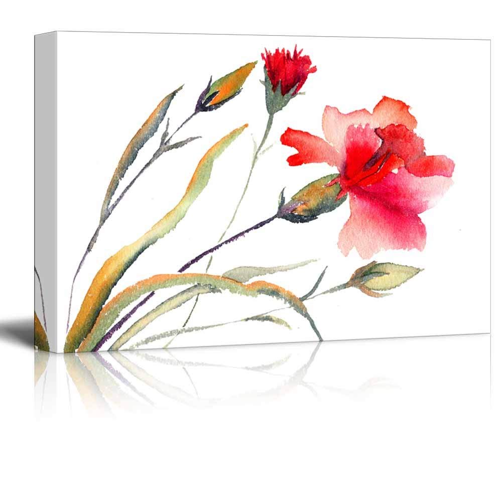 1000x1000 Red Blooming Carnation Watercolor Art Painting Decor