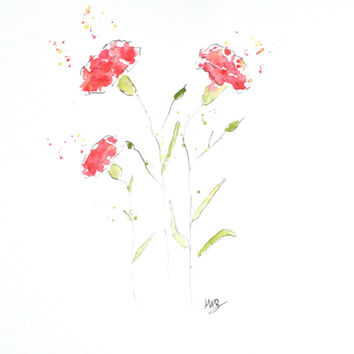 354x354 Watercolor Carnation Flower Painting From Mabartstudio