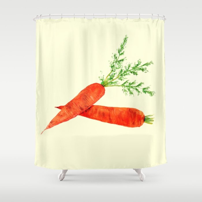 700x700 Orange Carrot Watercolor Painting Shower Curtain By Colorandcolor