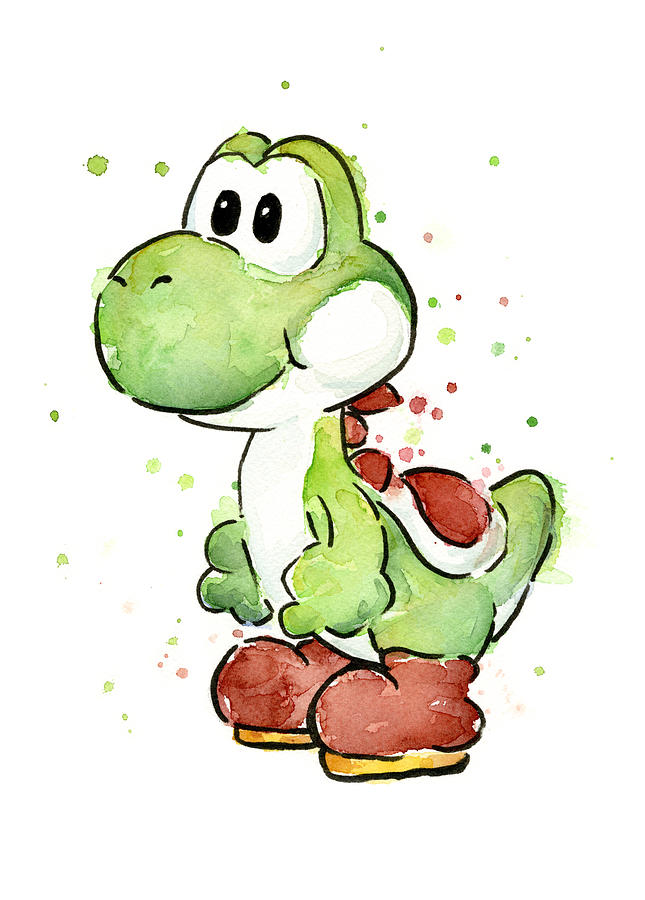 645x900 Yoshi Watercolor Painting By Olga Shvartsur