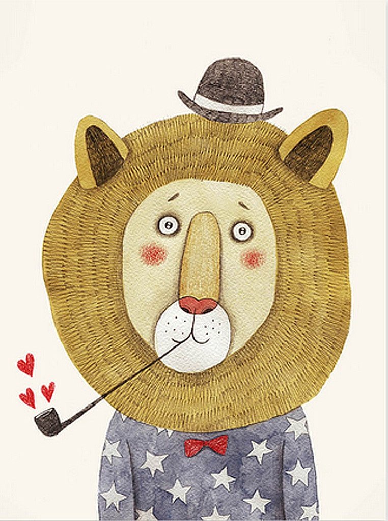 762x1024 Cartoon Animals Watercolor Canvas Painting Affordable Gifts Online