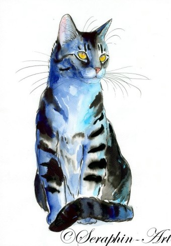 340x488 Cats Watercolor Paintings Seraphin Art