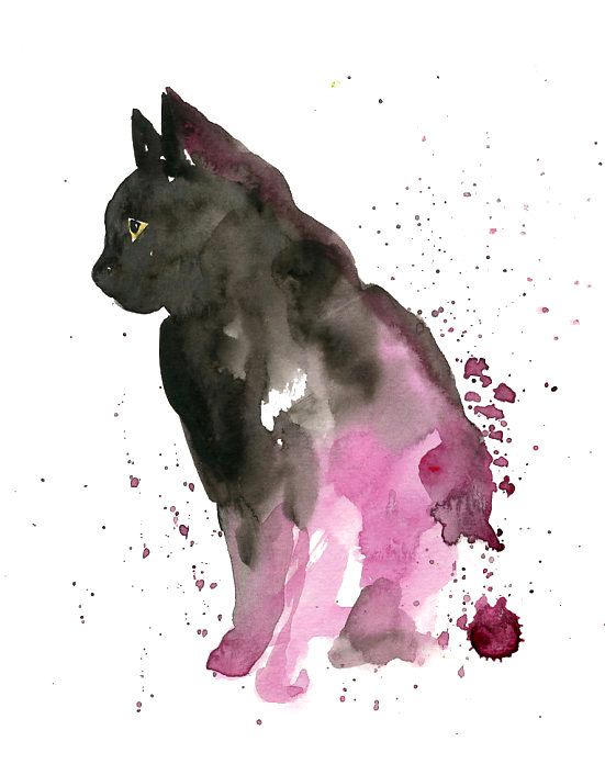 551x696 Cat By Dimdi Original Watercolor Painting 8x10inch Throw Some