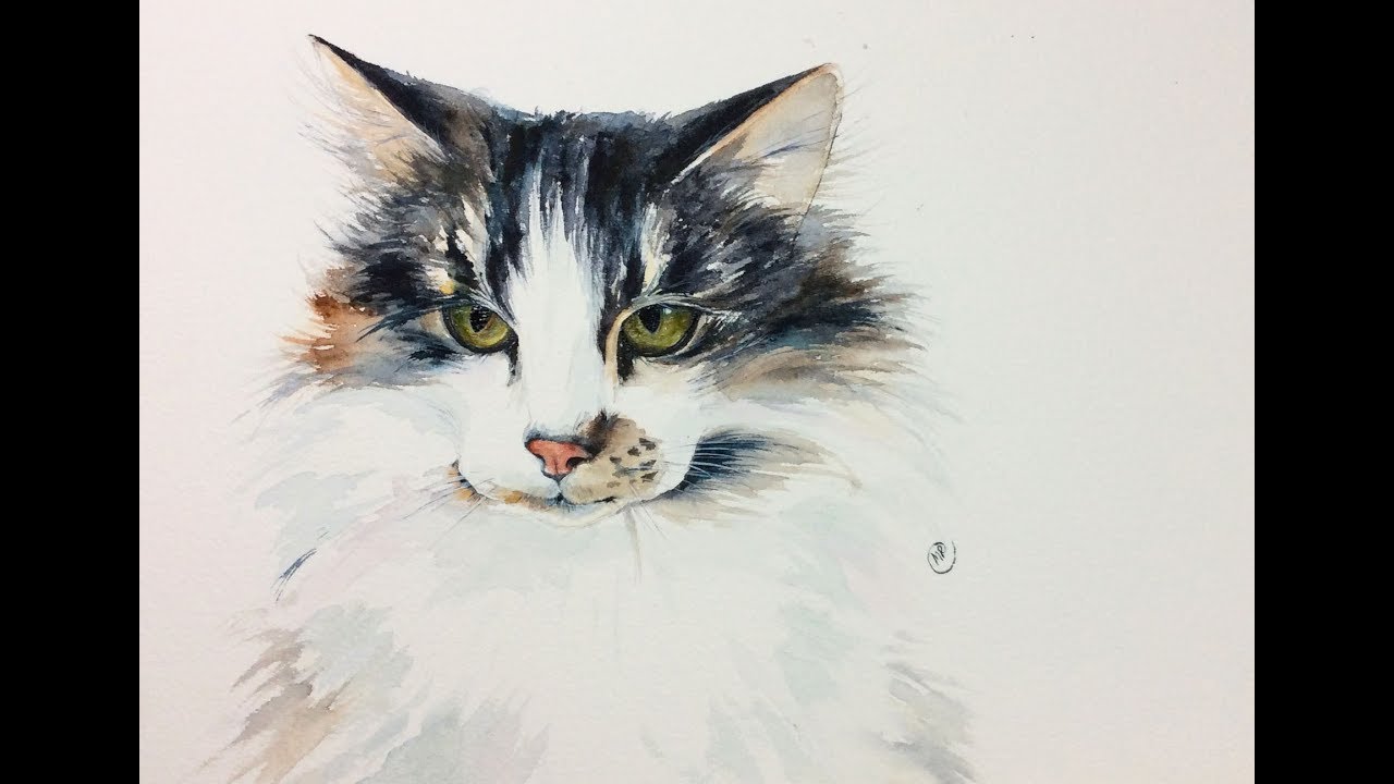 1280x720 Watercolor Cat Painting Tutorial