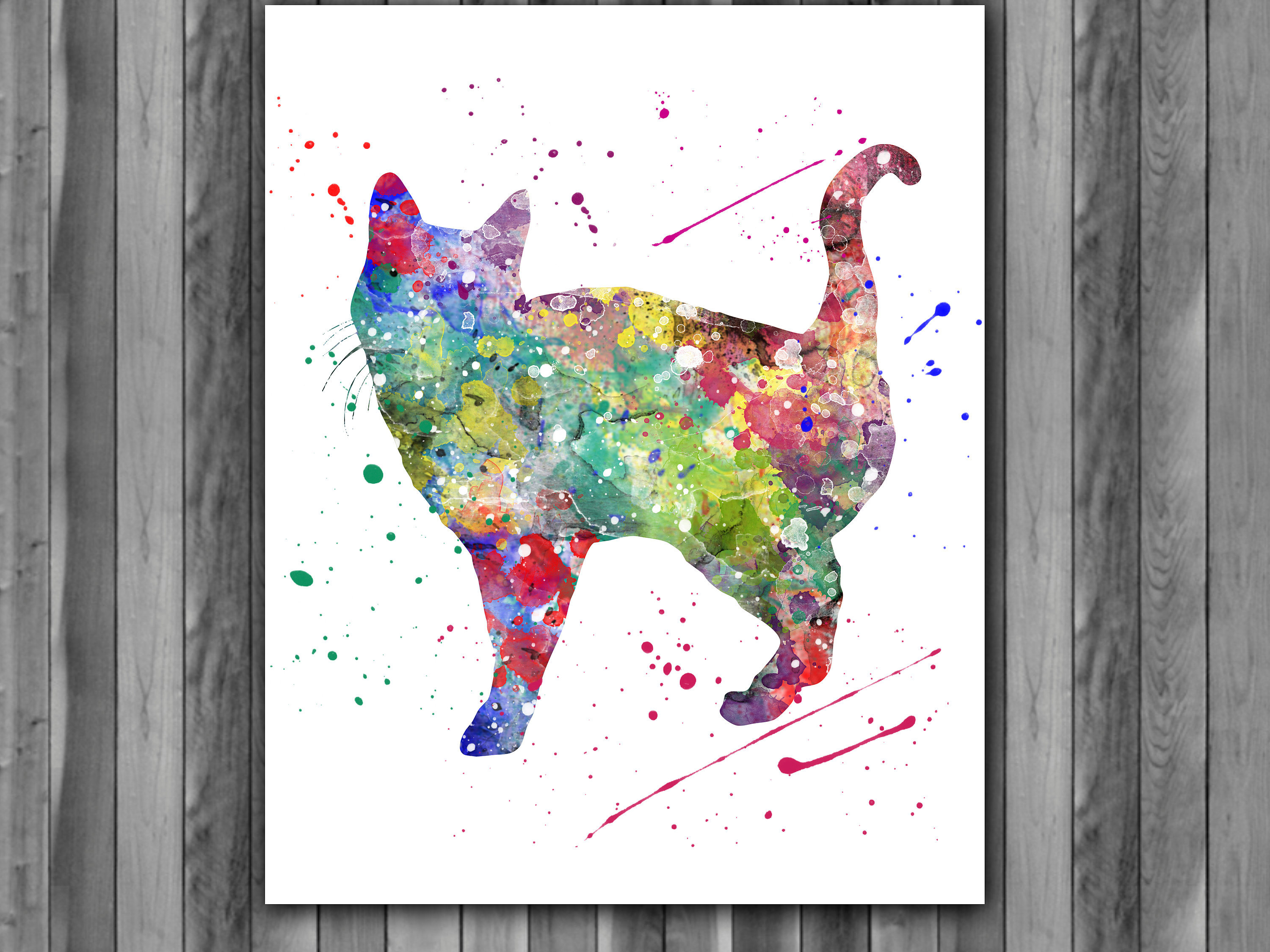 3000x2250 Cat Watercolor Print, Cat Art, Cat Painting, Animal Art, Nursery