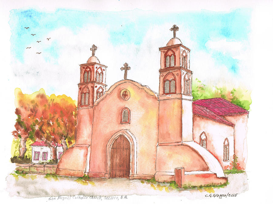 900x675 San Miguel Catholic Church, Socorro, New Mexico Painting By Carlos