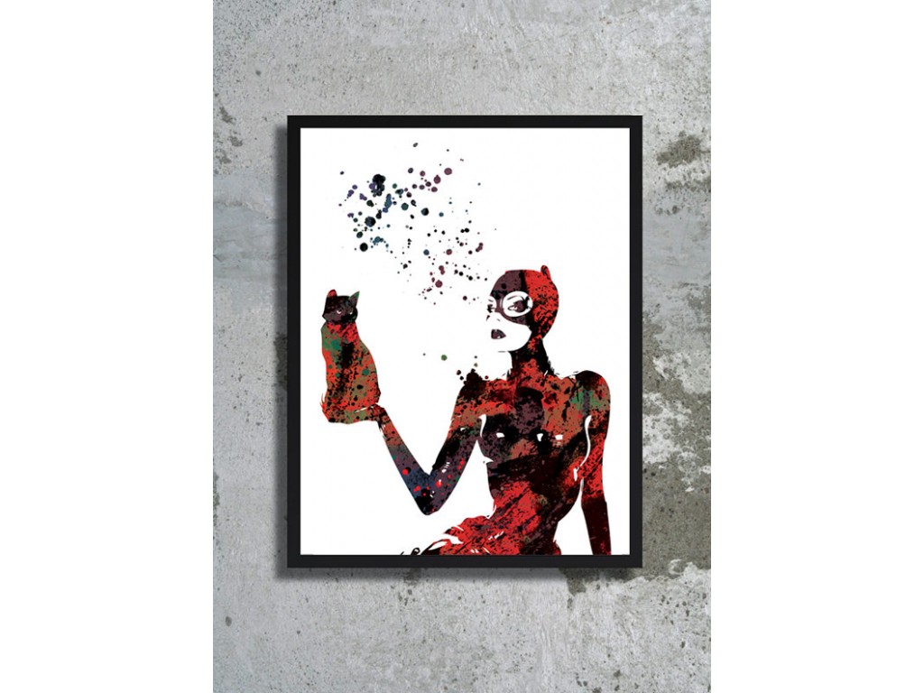 1024x768 Catwoman Watercolor Art Print Catwoman Poster Cat Costume