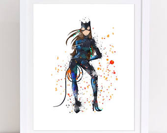 340x270 Catwoman Watercolor Etsy