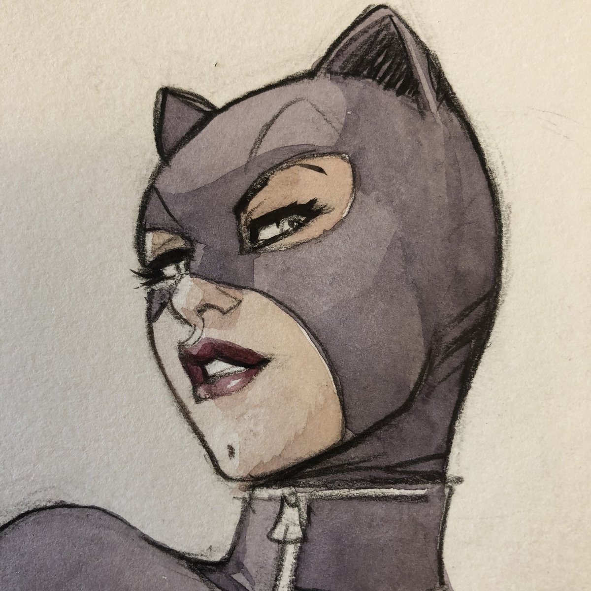 1200x1200 Enrico Marini On Twitter Catwoman Close Up. Watercolor