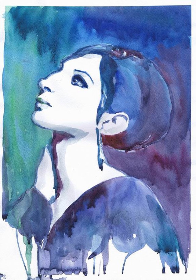 642x914 Barbara Streisand Watercolor Painting Barbra Portrait Fashion Etsy