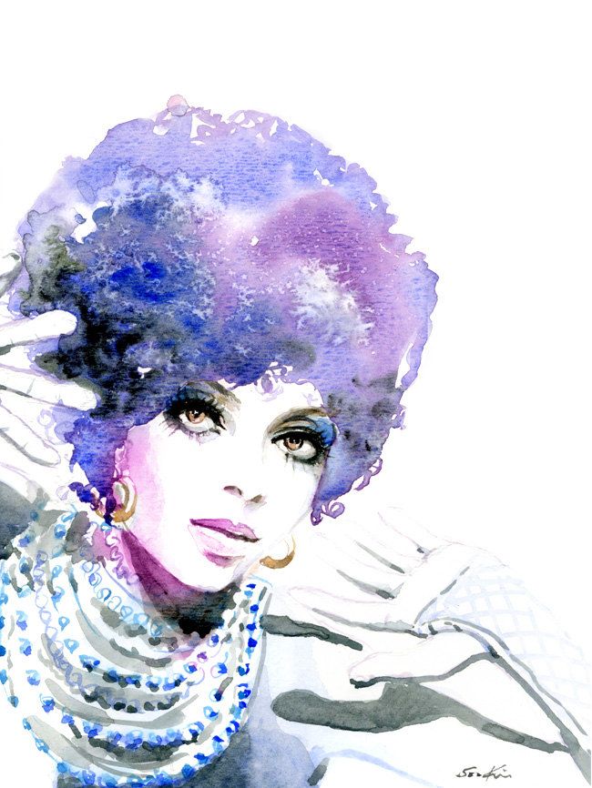 650x866 Celebrity Watercolor Portraits Woman Art