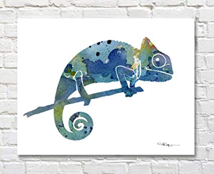 425x346 Chameleon Abstract Watercolor Painting 11 X 14 Art