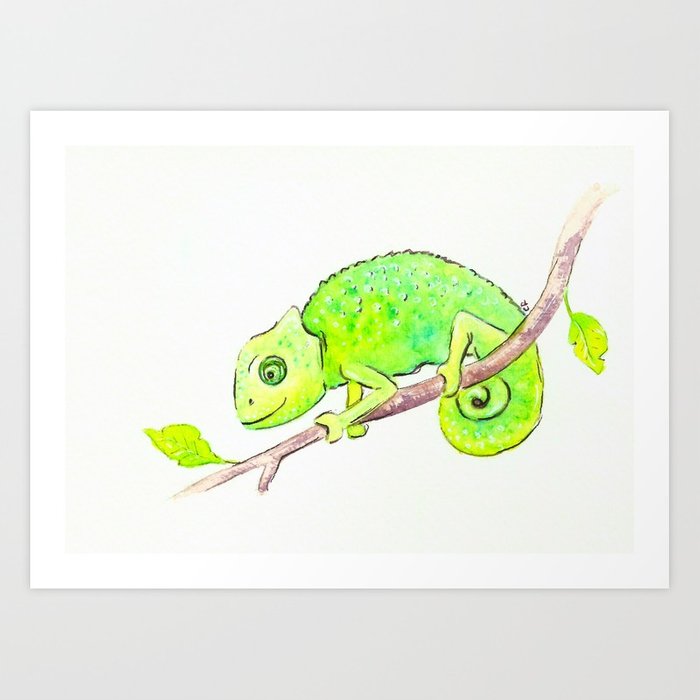 700x700 Chameleon Watercolor Art Print By Imagodeinurserydecor Society6