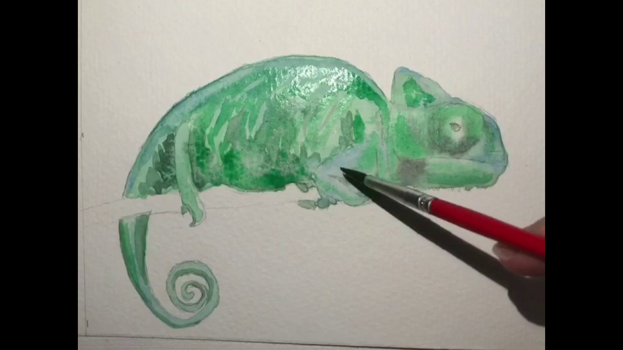 1280x720 Chameleon Watercolor Painting 2