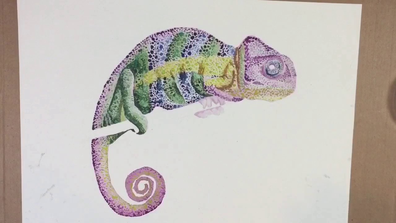 1280x720 Paint With Me Colorful Melting Chameleon Watercolor Process