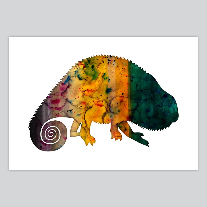 700x700 Watercolor Print Chameleon