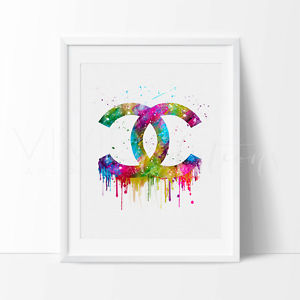 300x300 Coco Chanel Monogram Fashion Watercolor Art Print Wall Decor Not