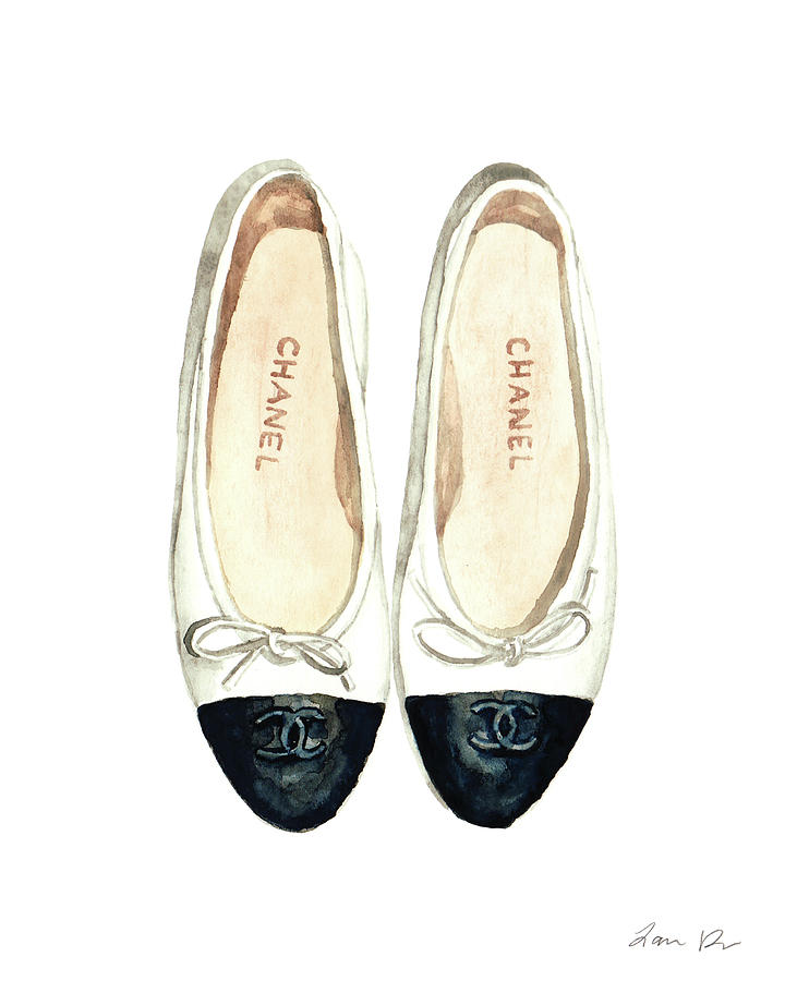 720x900 Chanel Ballet Flats Classic Watercolor Fashion Illustration Coco