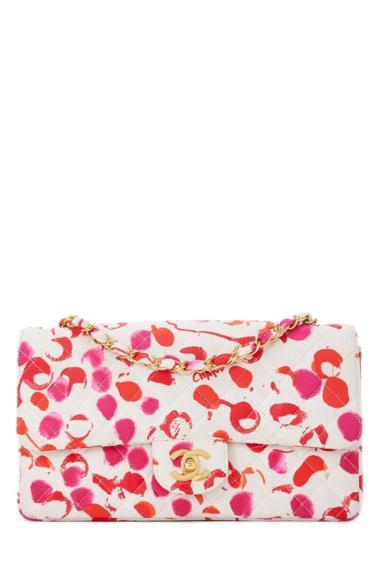 740x1110 Chanel Pink Amp White Watercolor Cotton Classic Double Flap Medium