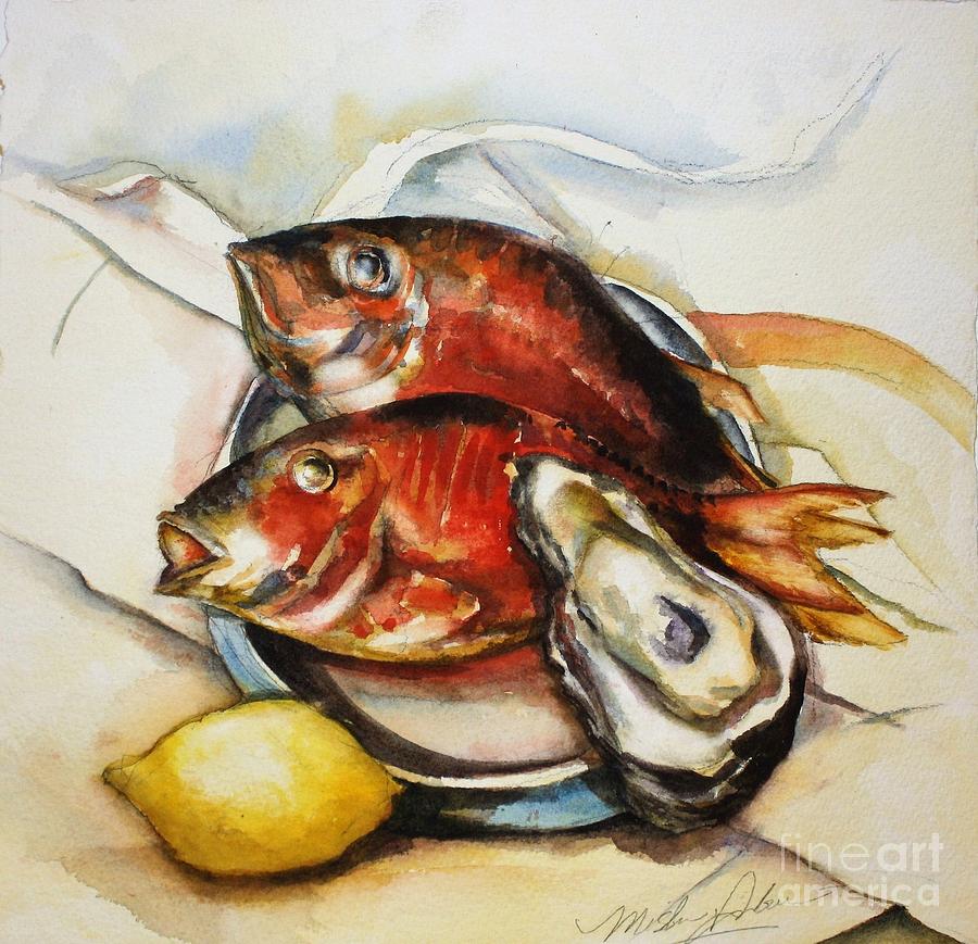 900x869 Seafood Charles Demuth Style Painting By Misha Ambrosia
