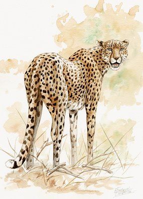 285x398 Cheetah Watercolor 1 Art Cheetahs, Watercolor And