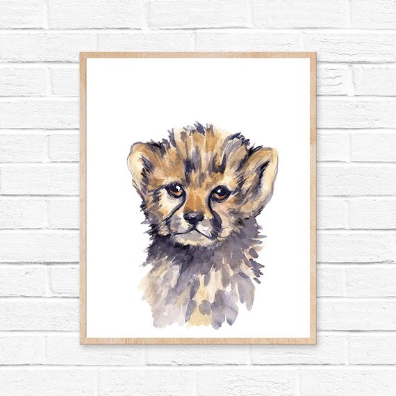 570x570 Cheetah Watercolor Print Cheetah Nursery Art Cheetah Painting Etsy