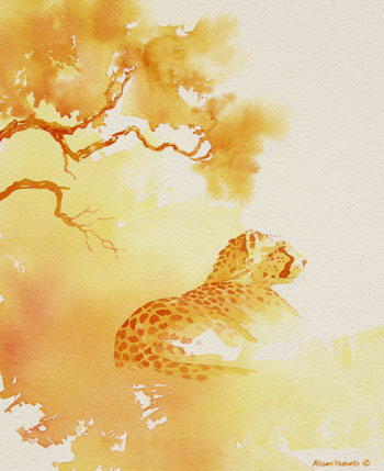 350x429 Noon Cheetah Watercolor An Artist In Africa
