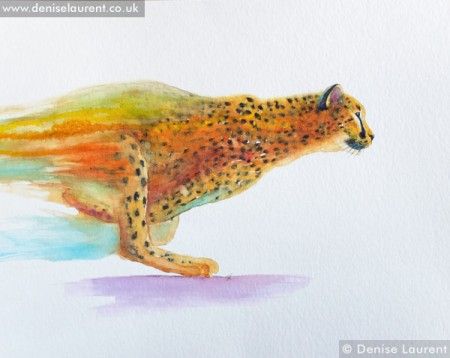 450x358 Racing Cheetah Watercolour Painting Cheetahs, Tattoo