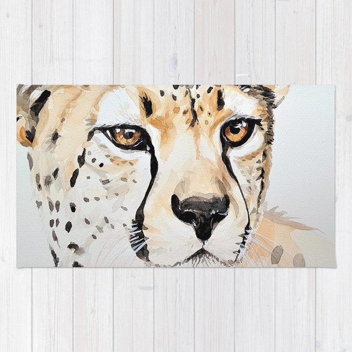 700x700 Cheetah In Watercolor Rug By Msjay Society6