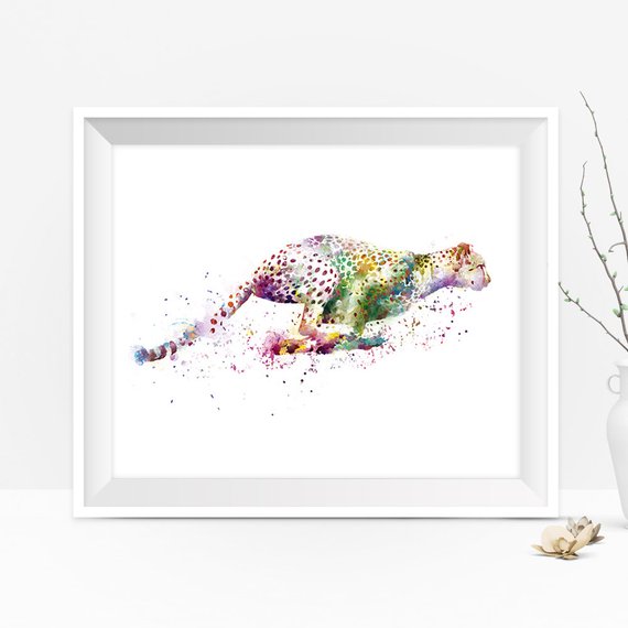 570x570 Cheetah Art Print Cheetah Watercolor Painting Animal Art Etsy