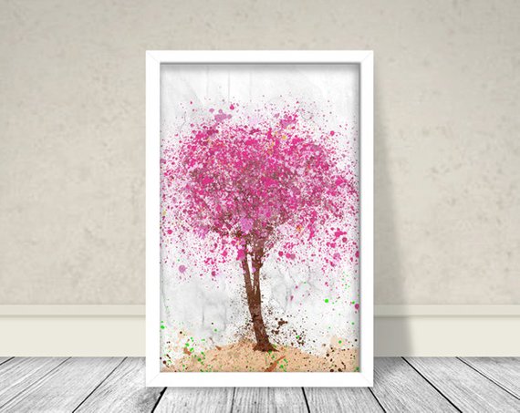 570x453 Cherry Blossom Tree Watercolor Tree Watercolor Cherry