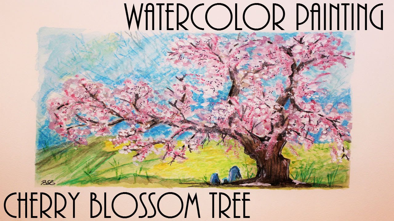 1280x720 Quick Watercolor Painting Cherry Blossom Tree