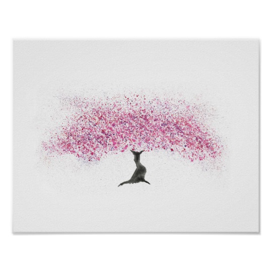 540x540 Cherry Blossom Tree Watercolor Poster