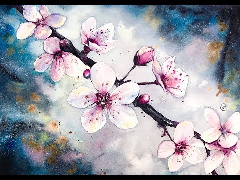 480x360 Watercolor Cherry Blossom Flowers Watercolor Painting Tutorial