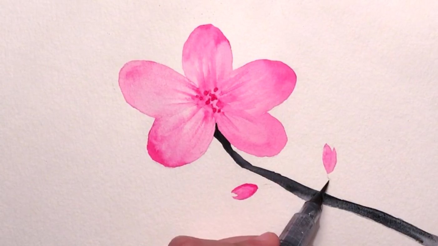 1400x788 How To Paint A Cherry Blossom Tutorial With Watercolor!