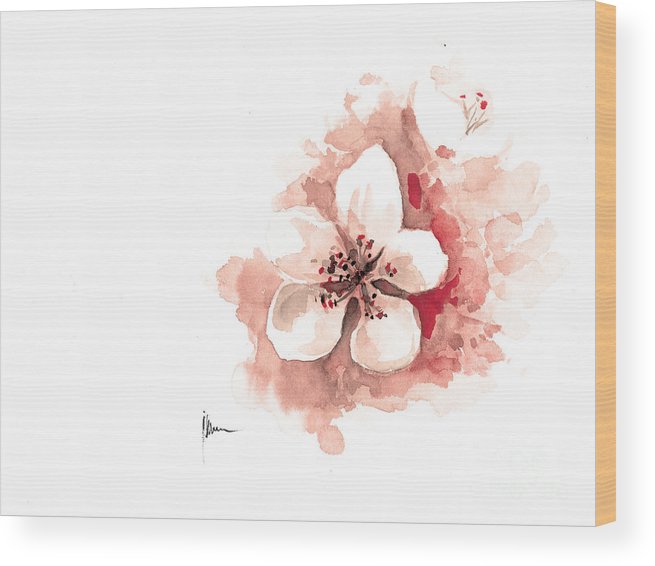 655x566 Cherry Blossom Watercolor Art Print Painting Sakura Wood Print By