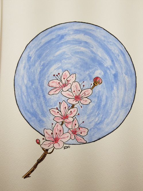 498x664 Cherry Blossom Watercolour Painting