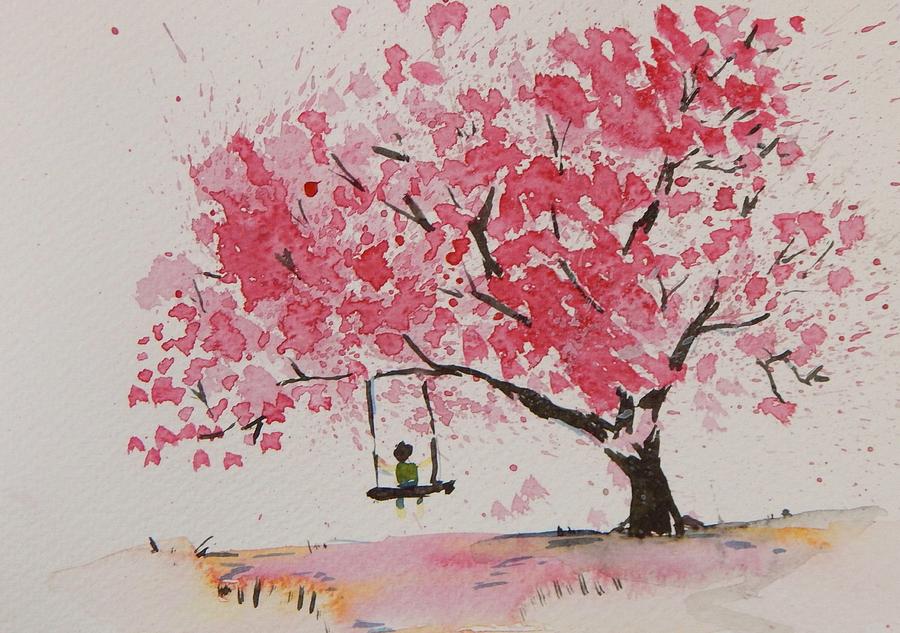 900x633 Cherry Tree My 2nd Watercolor Painting Checking It Out.. Steemit