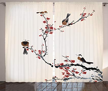 425x361 Ambesonne Japanese Curtain House Decor By, Stylized