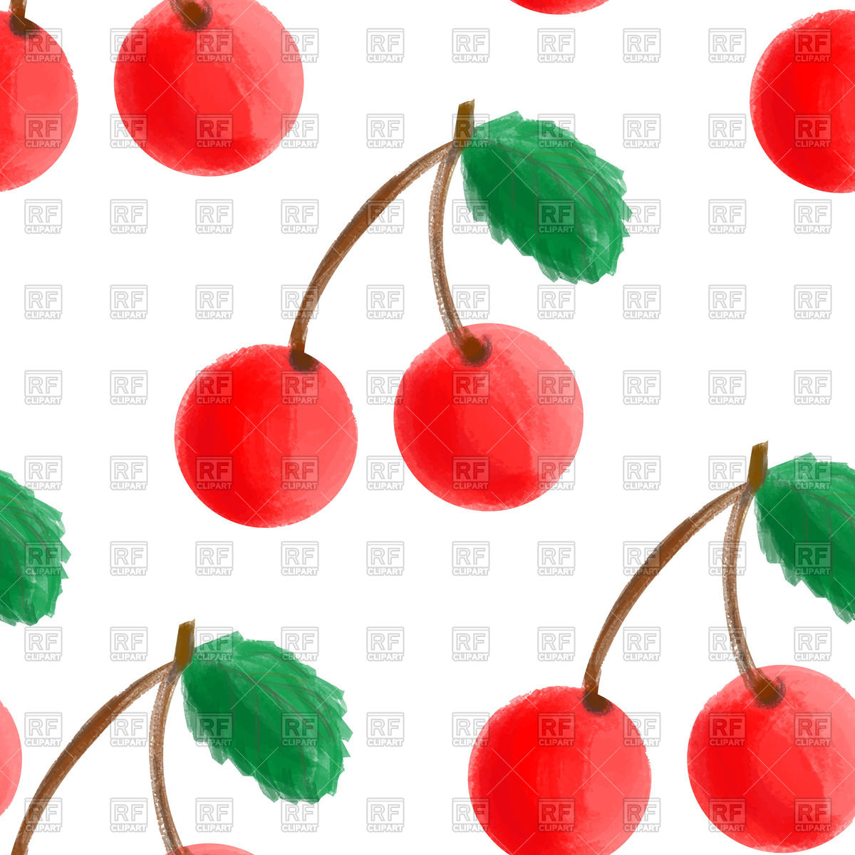1200x1200 Seamless Pattern With Watercolor Cherry Vector Image Vector