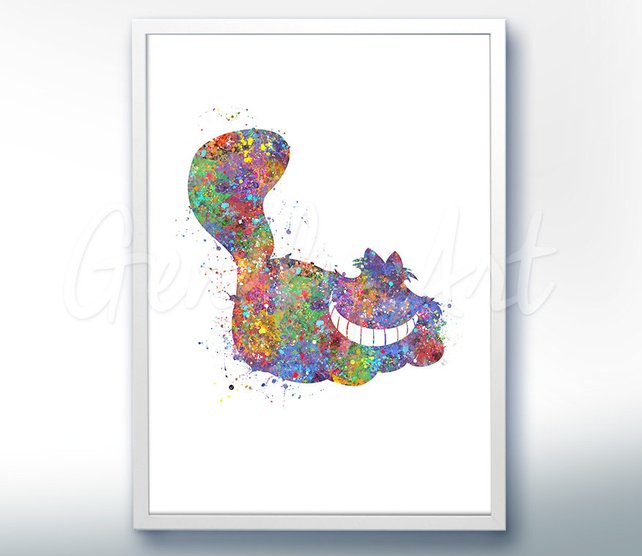 642x556 Alice In Wonderland Cheshire Cat Watercolor Poster Print Etsy