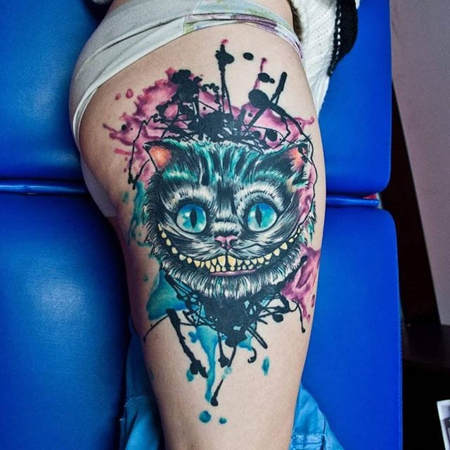 640x640 Stacie Mayer Cheshire Cat Watercolor Tattoo By Jay Van Gerven